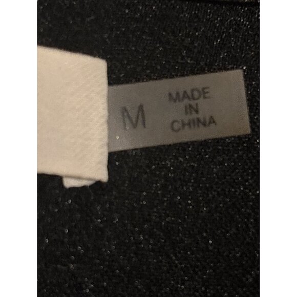 Womens Shiny Black Long Sleeve Button Front Crop Top - Picture 8 of 11